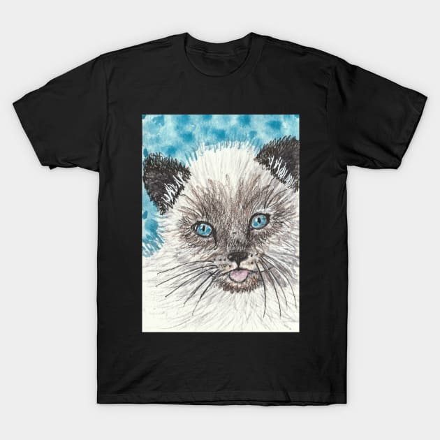 Siamese kitten cat painting T-Shirt by SamsArtworks